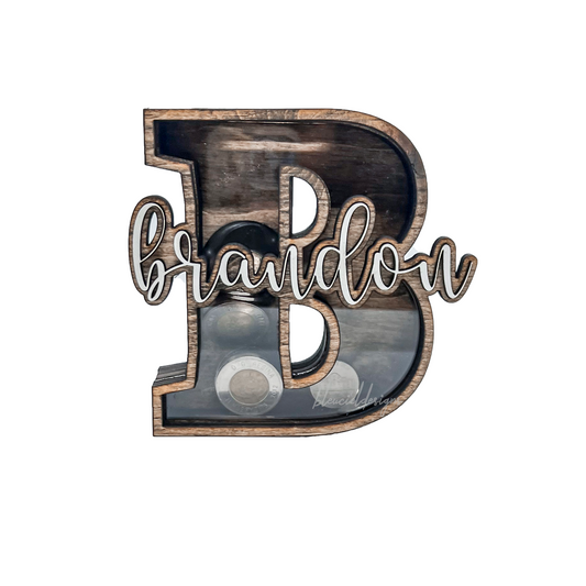 Wooden Letter Coin Bank