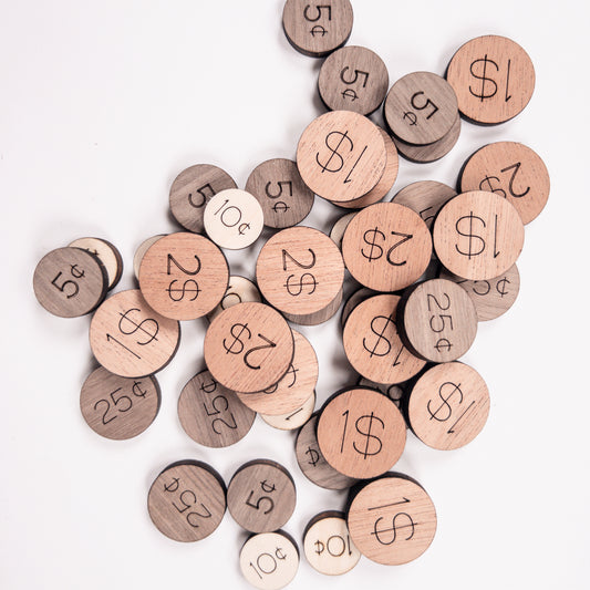 Wooden Coins Counting Set